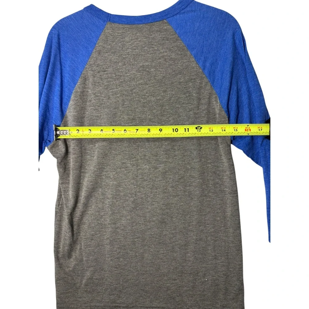 Bella + Canvas Werewolf Guitar Graphic Raglan Baseball‎ Tee Blue Grey Medium